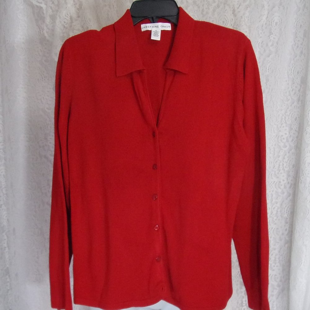 Josephine Chaus True Red Cardigan Sweater NWOT